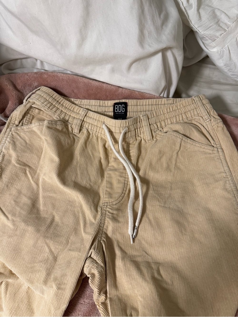 BDG Beige Corduroy Drawstring Waist Pants - Picture 4 of 10